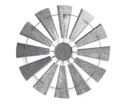 Galvanized Silver Metal Windmill Wall Decor