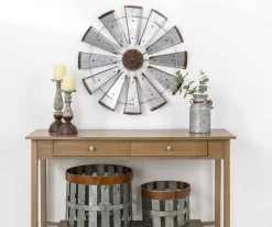 Galvanized Silver Metal Windmill Wall Decor -Deco Haven Shop 810528362 10