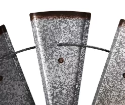Galvanized Silver Metal Windmill Wall Decor -Deco Haven Shop 810528362 3