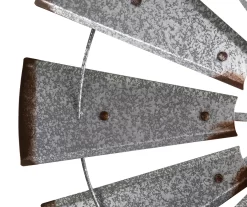 Galvanized Silver Metal Windmill Wall Decor -Deco Haven Shop 810528362 4