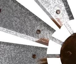 Galvanized Silver Metal Windmill Wall Decor -Deco Haven Shop 810528362 5