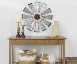 Galvanized Silver Metal Windmill Wall Decor -Deco Haven Shop 810528362 8