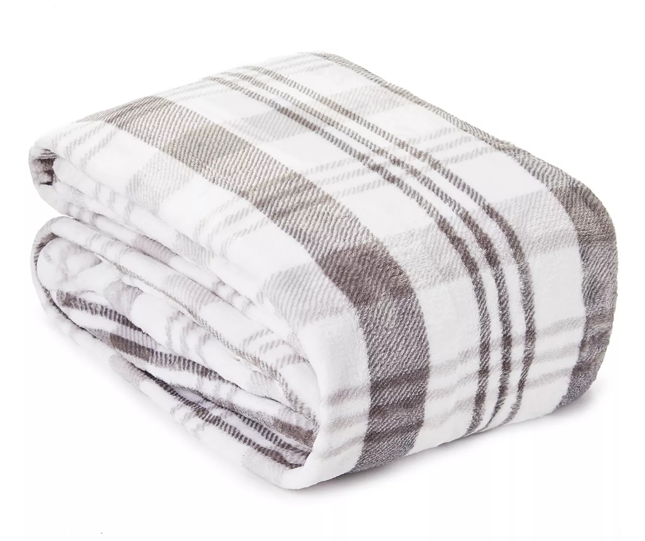 Gray & White Plaid Velvet Plush Queen/King Blanket 2 Gray & White Plaid Velvet Plush Queen/King Blanket - Image 2