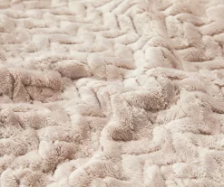 Tan Zigzag-Embossed Velvet King Blanket -Deco Haven Shop 810531017 810617578 4
