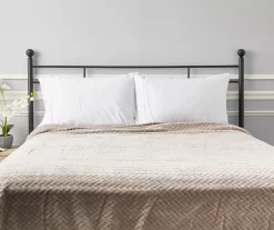 Tan Zigzag-Embossed Velvet King Blanket -Deco Haven Shop 810531017 810617578 5