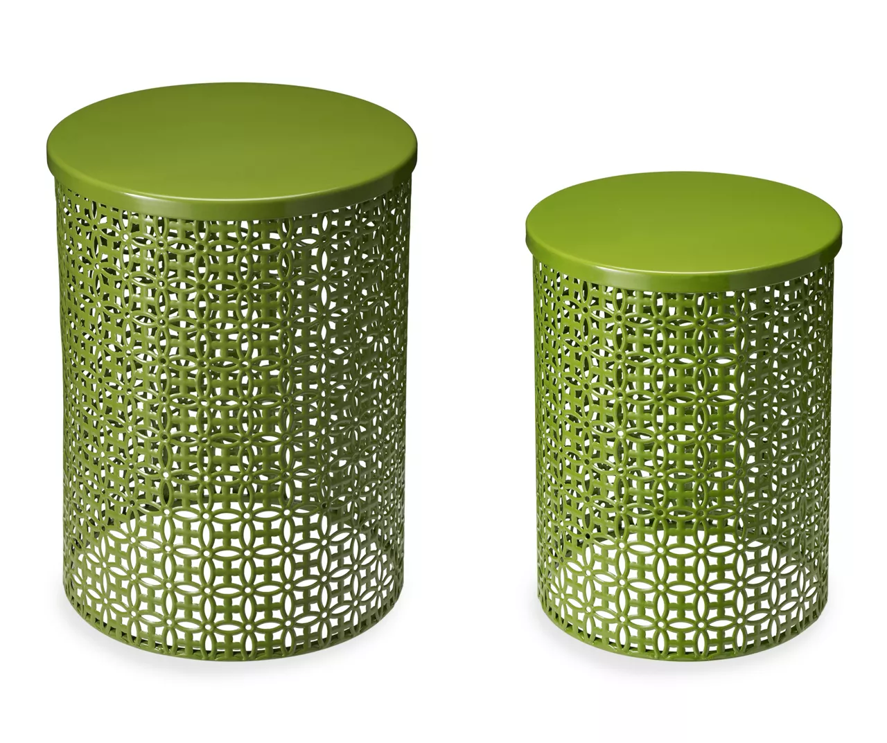 Green 2-Piece Metal Drum Garden Table Set 2 Green 2-Piece Metal Drum Garden Table Set - Image 2