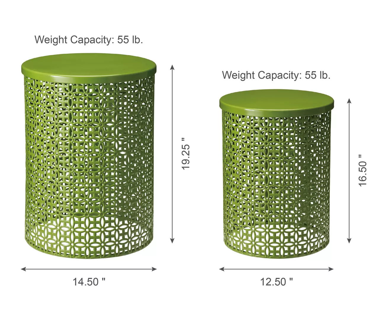 Green 2-Piece Metal Drum Garden Table Set 6 Green 2-Piece Metal Drum Garden Table Set - Image 6