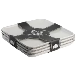 Bliss 4-Piece White Ceramic Square Dinner Plate Set