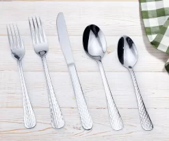 Hammered Stainless Steel 20-Piece Flatware Set -Deco Haven Shop 810537211 2