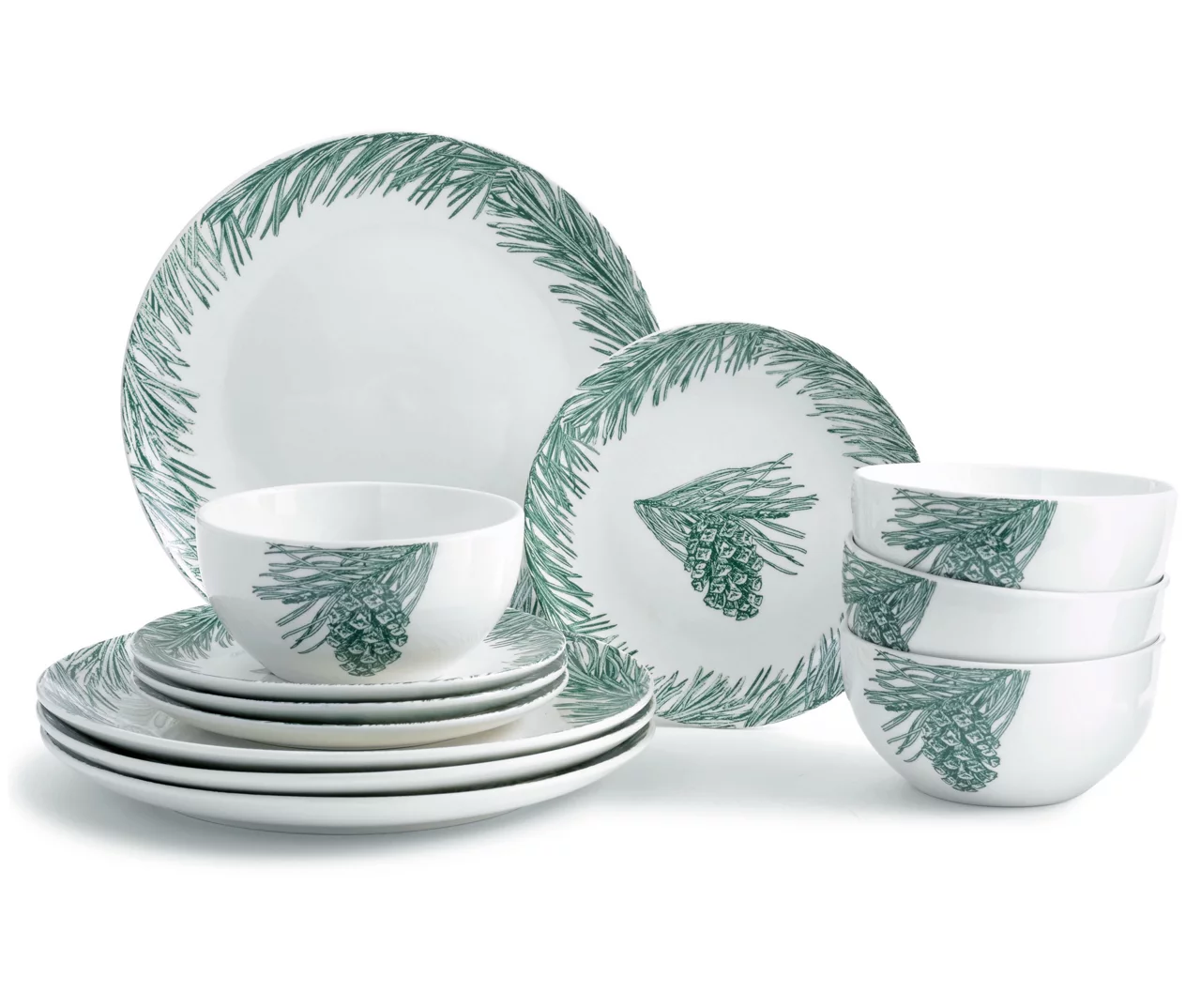 Blue & Ivory Pine Cone 12-Piece Dinnerware Set 1 Blue & Ivory Pine Cone 12-Piece Dinnerware Set