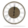 White & Brown Rustic Roman Numeral Cutout Wall Clock, (24")