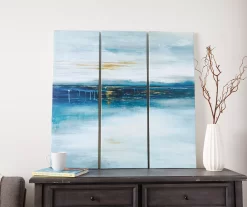 Blue & Tan Abstract 3-Piece Triptych Wrapped Canvas Set -Deco Haven Shop 810538436 2