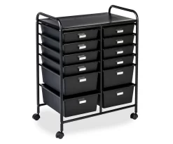 Black Metal 12-Drawer Rolling Storage Cart -Deco Haven Shop 810539917 3