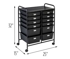 Black Metal 12-Drawer Rolling Storage Cart -Deco Haven Shop 810539917 5