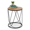 Black & Natural Round Side Table