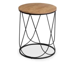Black & Natural Round Side Table -Deco Haven Shop 810539920 3