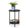 Black Round 2-Tier Side Table