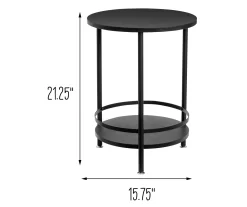 Black Round 2-Tier Side Table -Deco Haven Shop 810539922 5