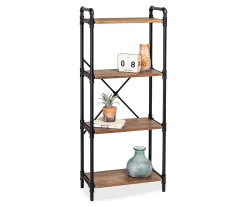 Black Industrial 4-Tier Bookshelf