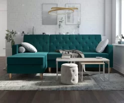 CosmoLiving Liberty Green Velvet Sectional Storage Futon 10 CosmoLiving Liberty Green Velvet Sectional Storage Futon -Deco Haven Shop 810541026 4