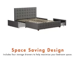 CosmoLiving Elizabeth Gray Linen Storage Bed -Deco Haven Shop 810541043 5