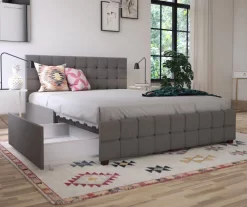 CosmoLiving Elizabeth Gray Linen Storage Bed -Deco Haven Shop 810541044 1