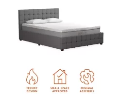 CosmoLiving Elizabeth Gray Linen Storage Bed -Deco Haven Shop 810541044 6