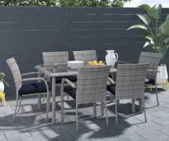 Lakewood Ranch Gray Glass & Wicker Patio Dining Table -Deco Haven Shop 810541482 4