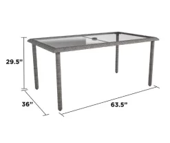Lakewood Ranch Gray Glass & Wicker Patio Dining Table -Deco Haven Shop 810541482 6