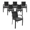 COSCO Lakewood Ranch Black Cushioned Wicker Patio Dining Chairs, 6-Pack