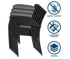 COSCO Lakewood Ranch Black Cushioned Wicker Patio Dining Chairs, 6-Pack -Deco Haven Shop 810541484 5