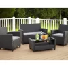 COSCO Malmo Black 4-Piece Wicker Cushioned Patio Furniture Set