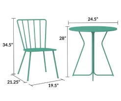Heidi Turquoise 3-Piece Bistro Patio Furniture Set -Deco Haven Shop 810541506 6