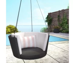 Sally Black Wicker Hanging Patio Swing