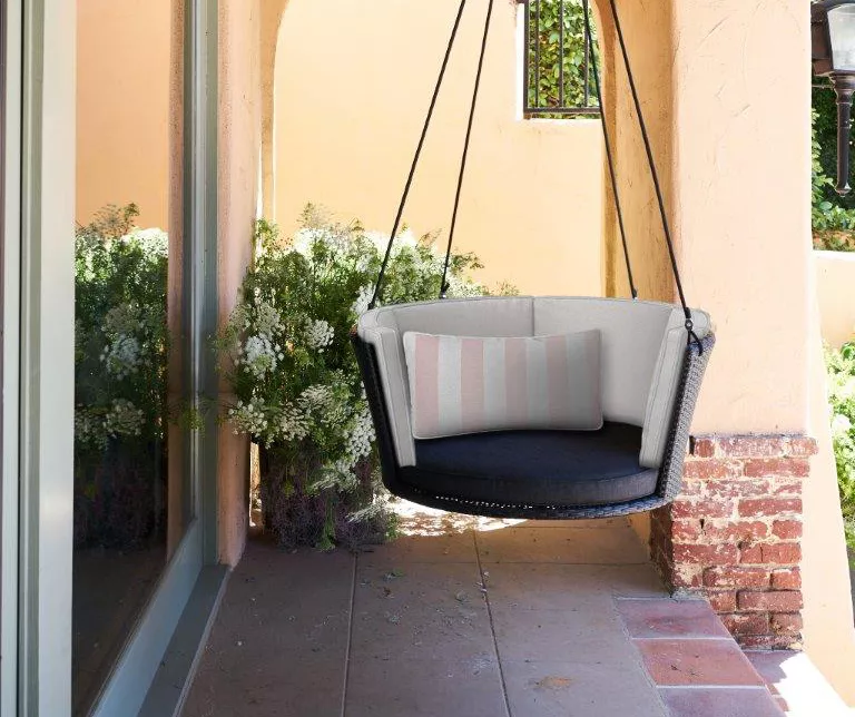 Sally Black Wicker Hanging Patio Swing 2 Sally Black Wicker Hanging Patio Swing - Image 2