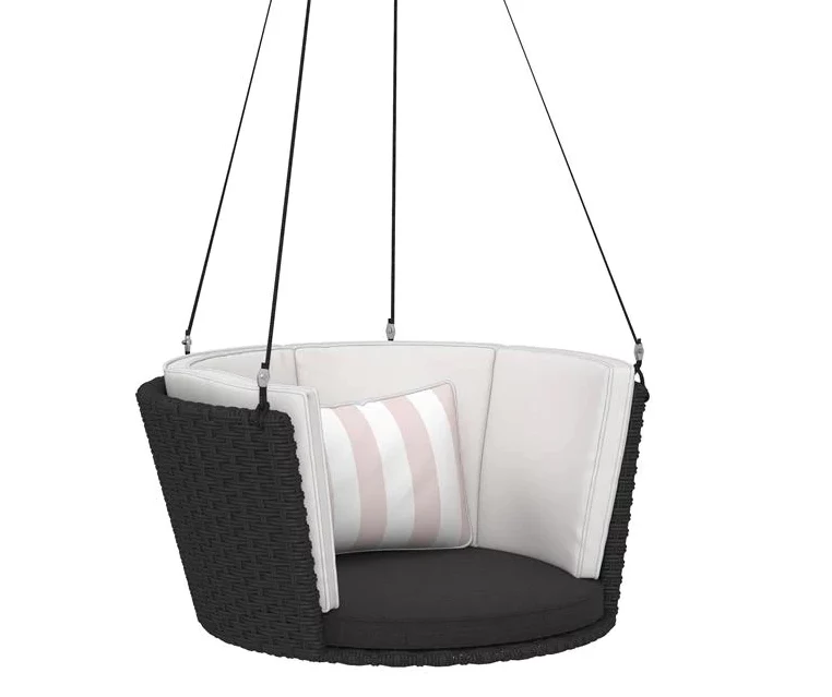 Sally Black Wicker Hanging Patio Swing 7 Sally Black Wicker Hanging Patio Swing - Image 7