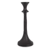 Black Hammered Metal Taper Candle Holder, (12")
