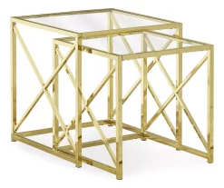 Monarch Glass & Metal 2-Piece Nesting Table Set