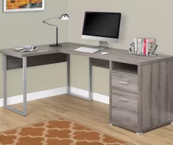 Monarch Metal 2-Drawer L-Shaped Computer Desk -Deco Haven Shop 810542429 1