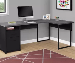 Monarch Metal 2-Drawer L-Shaped Computer Desk -Deco Haven Shop 810542430 1