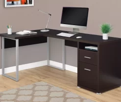 Monarch Metal 2-Drawer L-Shaped Computer Desk -Deco Haven Shop 810542511 1