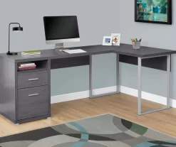 Monarch Metal 2-Drawer L-Shaped Computer Desk -Deco Haven Shop 810542512 1