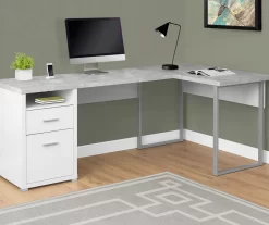 Monarch Metal 2-Drawer L-Shaped Computer Desk -Deco Haven Shop 810542513 1