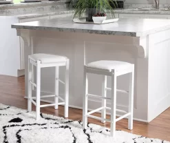 Bay Faux Leather & Wood Counter Stools, 2-Pack -Deco Haven Shop 810543048 2