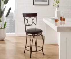 Memphis Black Metal & Brown Faux Leather Circle Back Counter Stool -Deco Haven Shop 810543053 A0 8