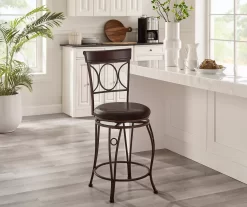 Memphis Black Metal & Brown Faux Leather Circle Back Counter Stool -Deco Haven Shop 810543053 A0 9