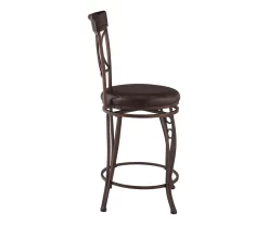 Memphis Black Metal & Brown Faux Leather Circle Back Counter Stool -Deco Haven Shop 810543053 A1 3