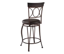 Memphis Black Metal & Brown Faux Leather Circle Back Counter Stool -Deco Haven Shop 810543053 A2 4