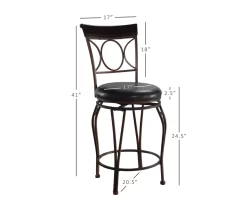 Memphis Black Metal & Brown Faux Leather Circle Back Counter Stool -Deco Haven Shop 810543053 D8 11