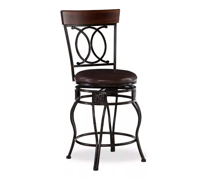 Kelley Brown & Matte Bronze Metal Ox Back Swivel Bar Stool 1 Kelley Brown & Matte Bronze Metal Ox Back Swivel Bar Stool